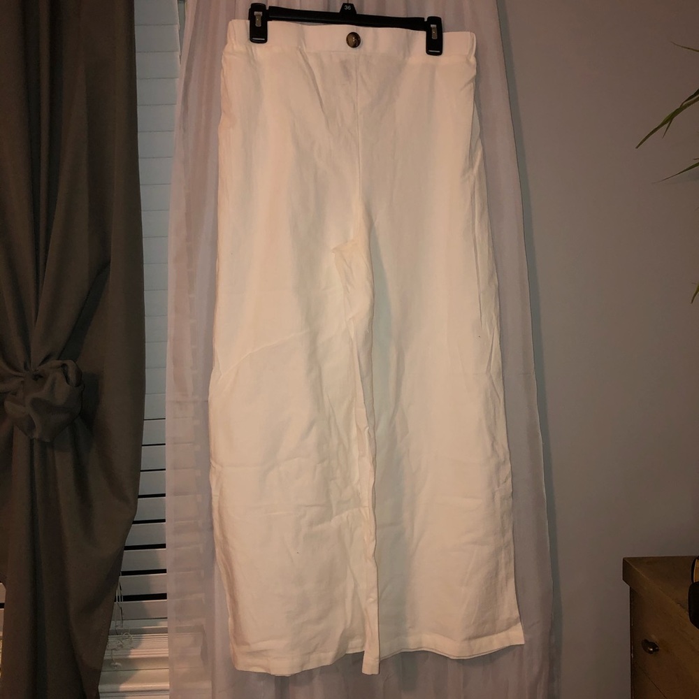 SHEIN Elastic White Palazzo Pants